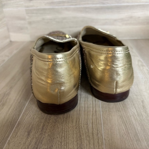 Sam Edelman Women's Loraine Glitter Gold Leather Loafers Sz 6.5 - Picture 6 of 12